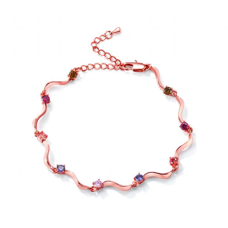 Mode Enkelbanden Vergulde Kleurrijke Zirkoon Wave S Vorm Enkelband Elegante Accessoires Sieraden Voor Vrouwen