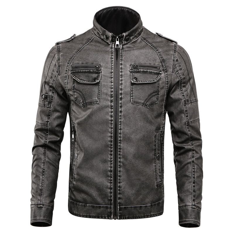 Winter Fleece Warm Pu Kunstleer Motor Biker Jas