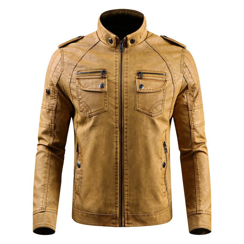 Winter Fleece Warm Pu Kunstleer Motor Biker Jas