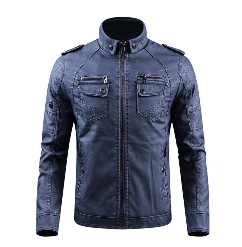Winter Fleece Warm Pu Kunstleer Motor Biker Jas