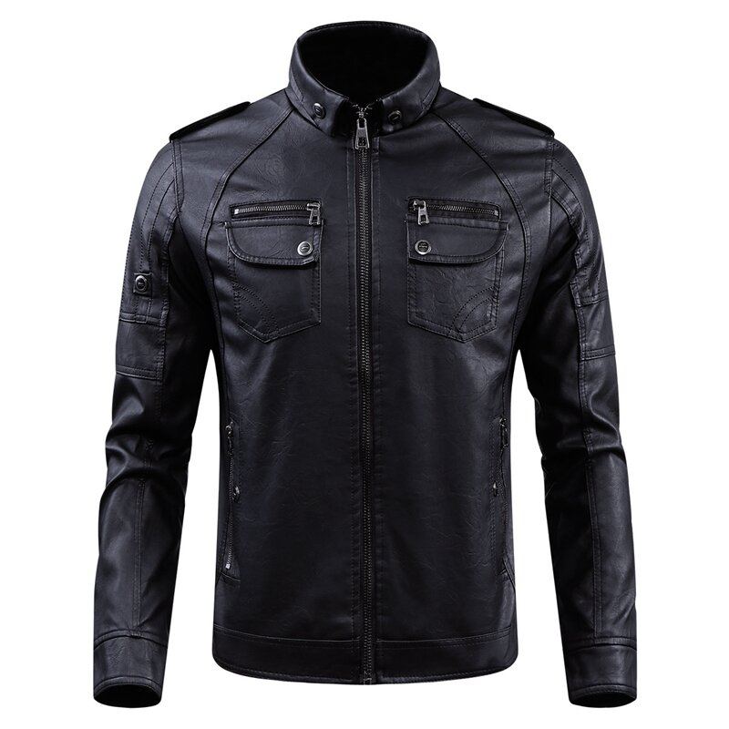 Winter Fleece Warm Pu Kunstleer Motor Biker Jas