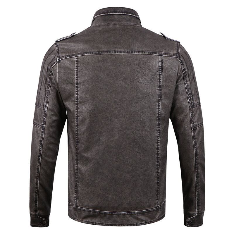 Winter Fleece Warm Pu Kunstleer Motor Biker Jas