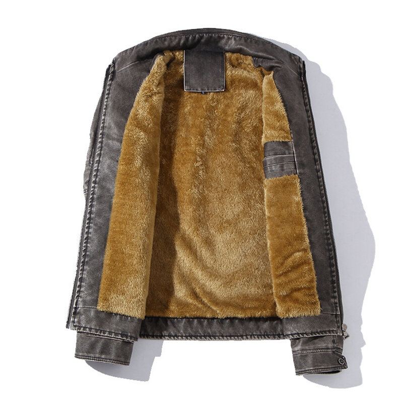 Winter Fleece Warm Pu Kunstleer Motor Biker Jas