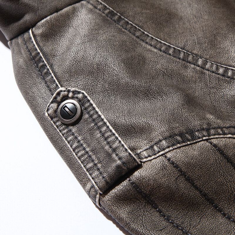 Winter Fleece Warm Pu Kunstleer Motor Biker Jas