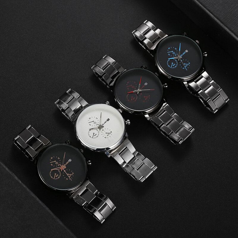 Casual Stijl Heren Polshorloge Volledig Stalen Kalender Quartz Horloge