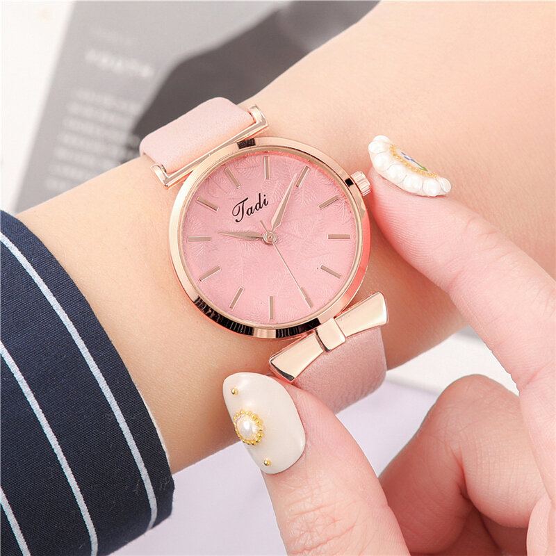 Fashion Casual Elegante Dames Horloges Lederen Band Wijzerplaat Rose Goud Pols Legering Kwarts Horloge
