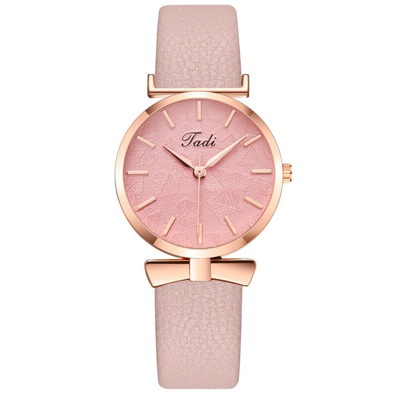 Fashion Casual Elegante Dames Horloges Lederen Band Wijzerplaat Rose Goud Pols Legering Kwarts Horloge