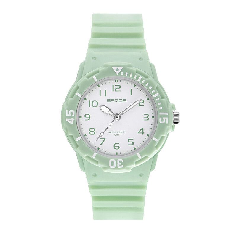Frisse Kleur Siliconen Band Ultra Lichtgewicht Dames Quartz Horloge