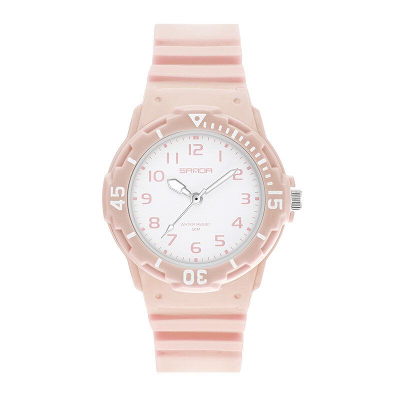 Frisse Kleur Siliconen Band Ultra Lichtgewicht Dames Quartz Horloge