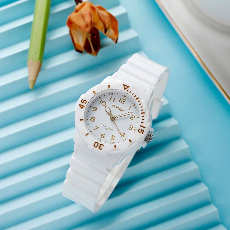 Frisse Kleur Siliconen Band Ultra Lichtgewicht Dames Quartz Horloge