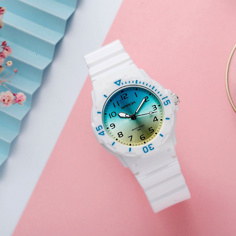 Frisse Kleur Siliconen Band Ultra Lichtgewicht Dames Quartz Horloge