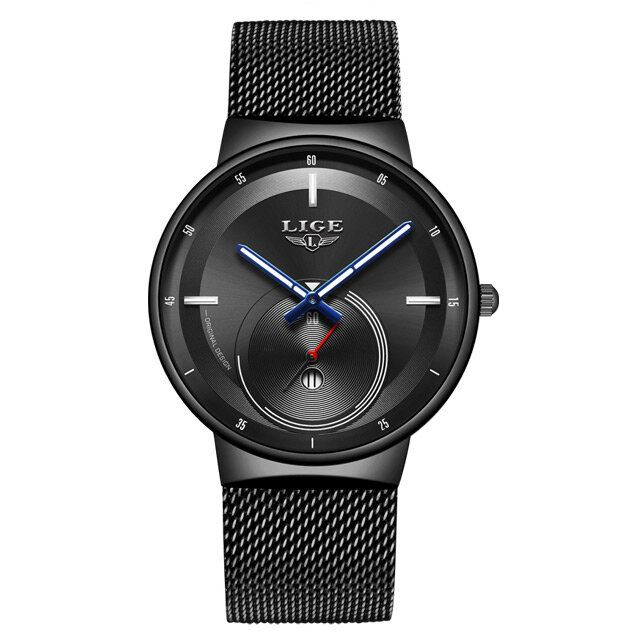 Herenmode Volledige Stalen Band Datumweergave Horloge Quartz Horloge