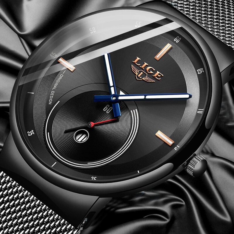 Herenmode Volledige Stalen Band Datumweergave Horloge Quartz Horloge