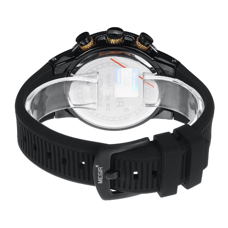 Lichtgevende Wijzerplaat Kalender Chronograaf Siliconen Band Heren Waterdicht Sport Quartz Horloge