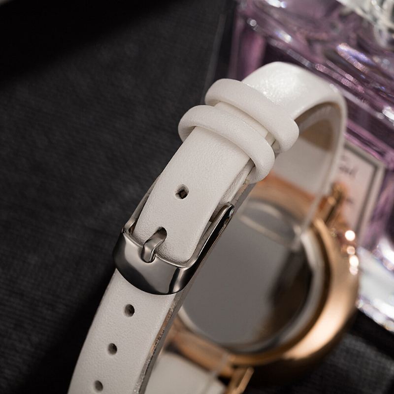 Mode Elegant Ontwerp Romeins Nummer Pu Lederen Band Dames Horloges Quartz Horloge