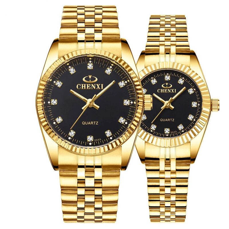 Mode Heren Dames Quartz Horloge Eenvoudig Waterdicht Roestvrij Stalen Band Paar Horloge