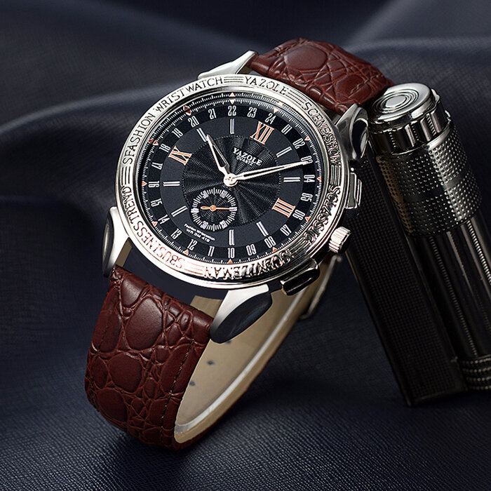 Mode Kleine Wijzerplaat Zakelijke Stijl Heren Waterdichte Lederen Band Quartz Horloge