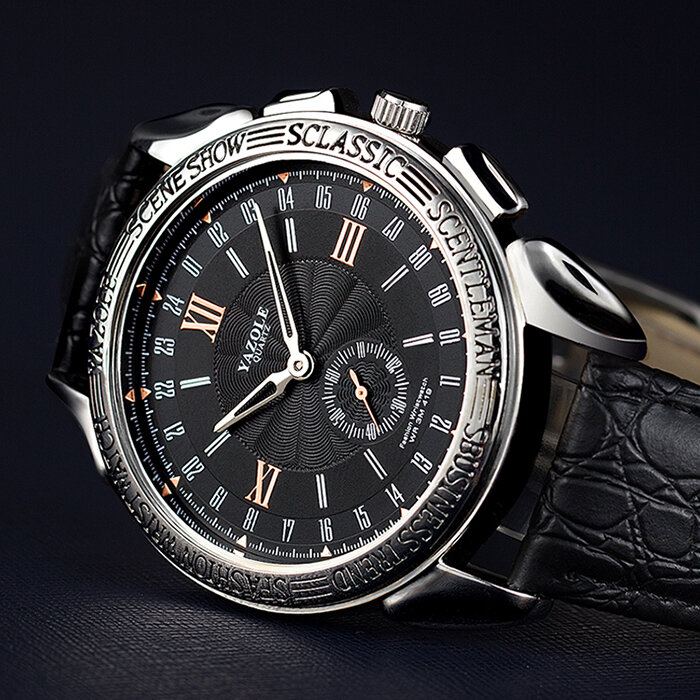 Mode Kleine Wijzerplaat Zakelijke Stijl Heren Waterdichte Lederen Band Quartz Horloge