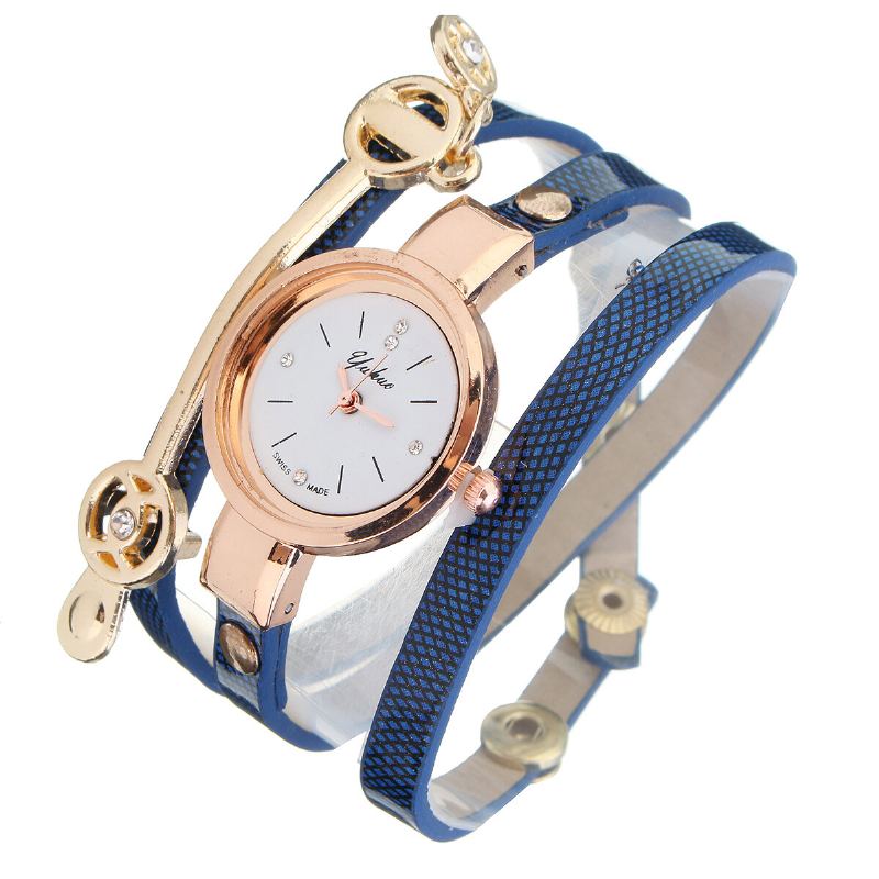 Mode Pu Lederen Band Eenvoudige Kristallen Wijzerplaat Dameshorloge Dames Jurk Quartz Horloge