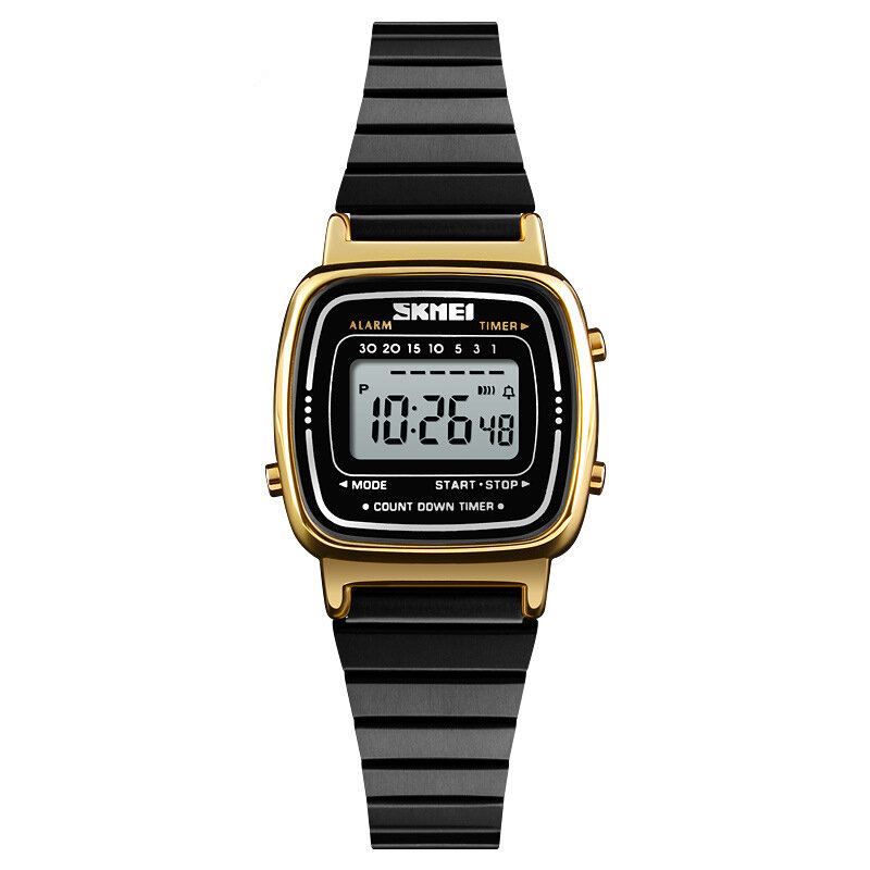 Modieuze Kleine Wijzerplaat Digitaal Horloge Roestvrij Staal Stopwatch Dameshorloges