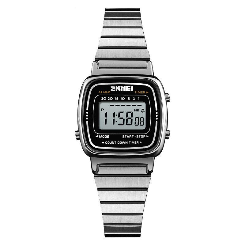 Modieuze Kleine Wijzerplaat Digitaal Horloge Roestvrij Staal Stopwatch Dameshorloges