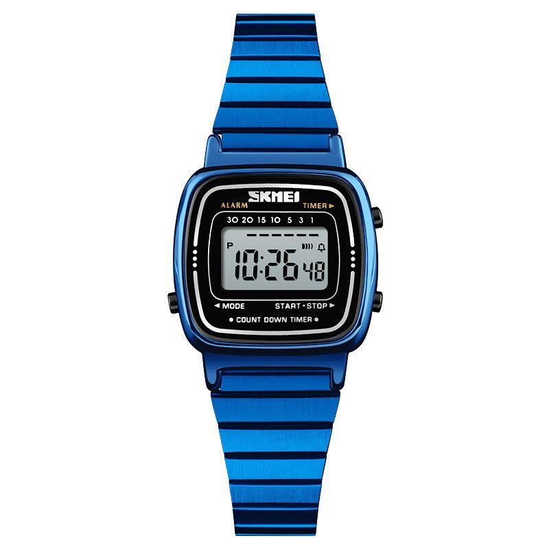 Modieuze Kleine Wijzerplaat Digitaal Horloge Roestvrij Staal Stopwatch Dameshorloges