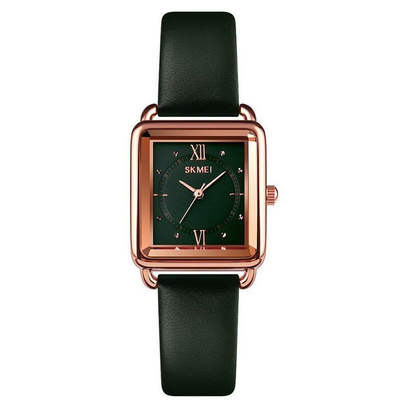 Vierkante Wijzerplaat Klassiek Dames Polshorloge Echt Lederen Band Casual Quartz Horloge