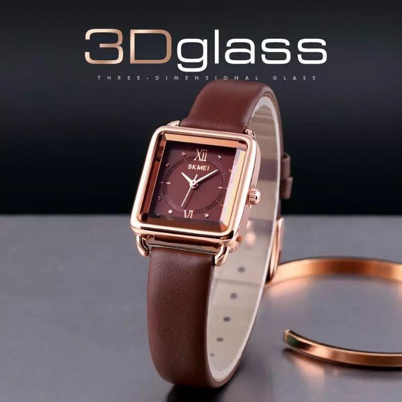 Vierkante Wijzerplaat Klassiek Dames Polshorloge Echt Lederen Band Casual Quartz Horloge