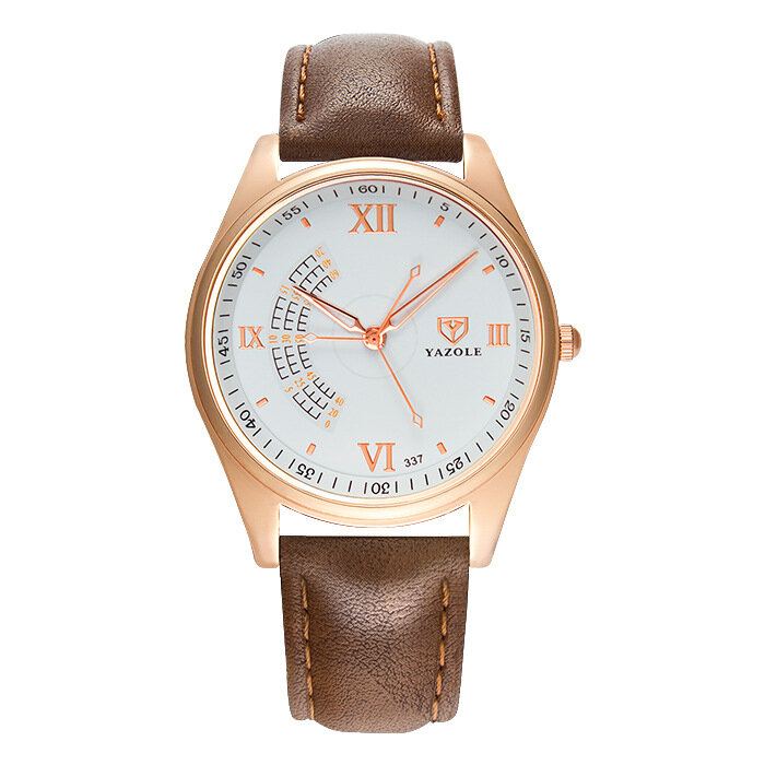 Zakelijk Casual Groot Romeins Cijfer Wijzerplaat Pu Lederen Band 3atm Waterdicht Heren Quartz Horloge