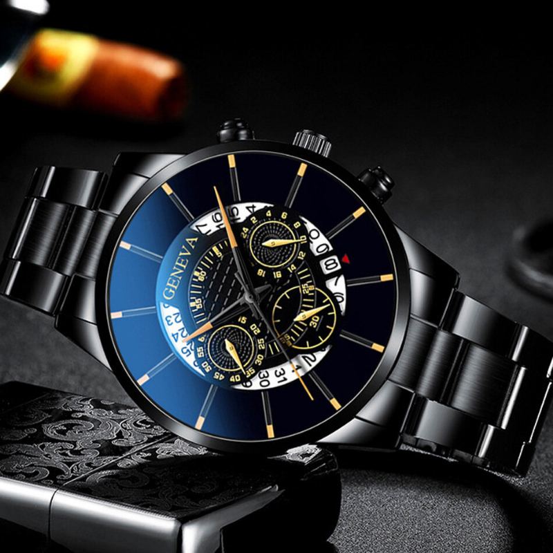 Zakelijk Met Kalender Wijzerplaat Roestvrij Stalen Band Waterdicht Heren Quartz Horloge