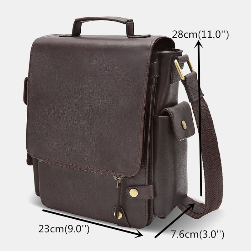 E Ekphero Mannen Pu Lederen Vintage Zakelijke Multifunctionele Multi-kaartsleuven Multi-zakken Crossbody Tas Schoudertas