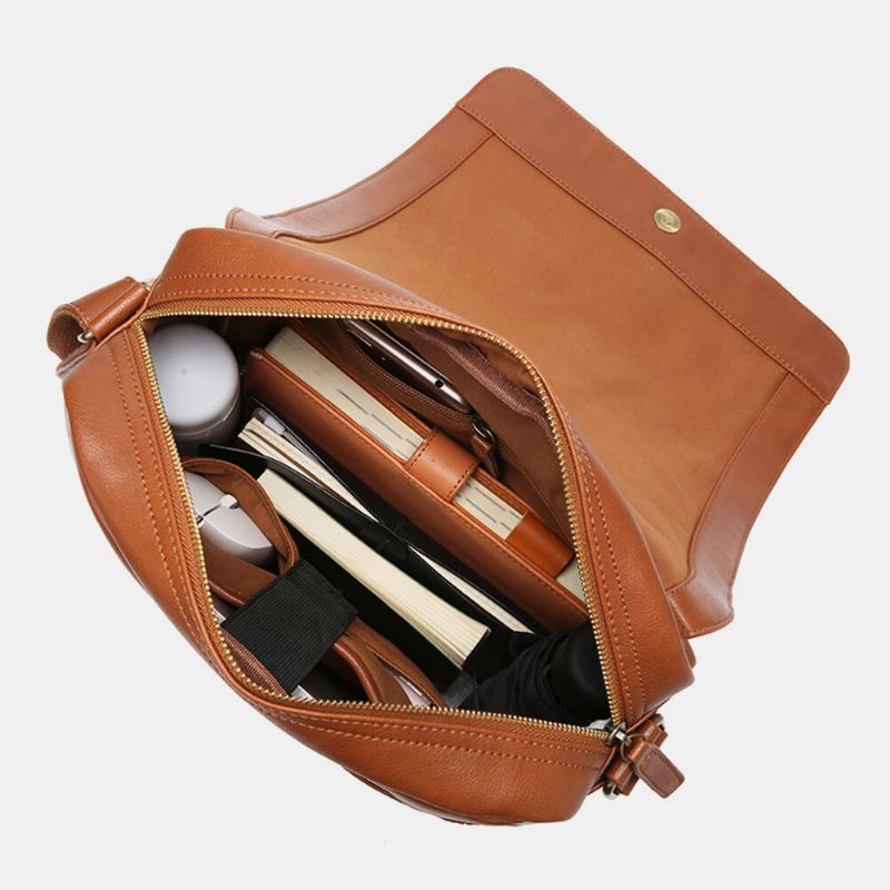 Ekphero Heren Vintage Flap Design Crossbody Bag Sling Bag Met Grote Capaciteit