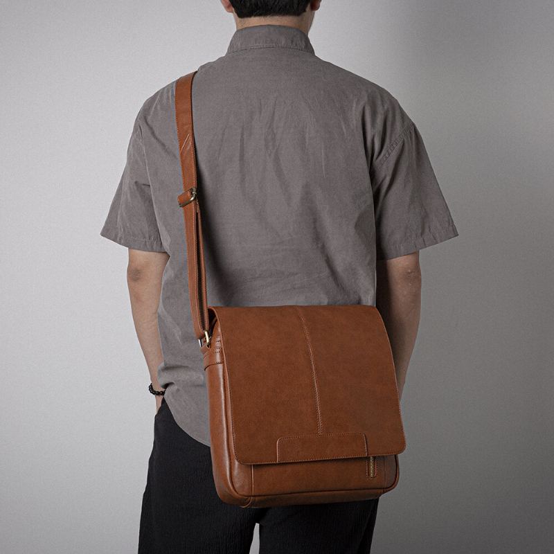 Ekphero Heren Vintage Flap Design Crossbody Bag Sling Bag Met Grote Capaciteit
