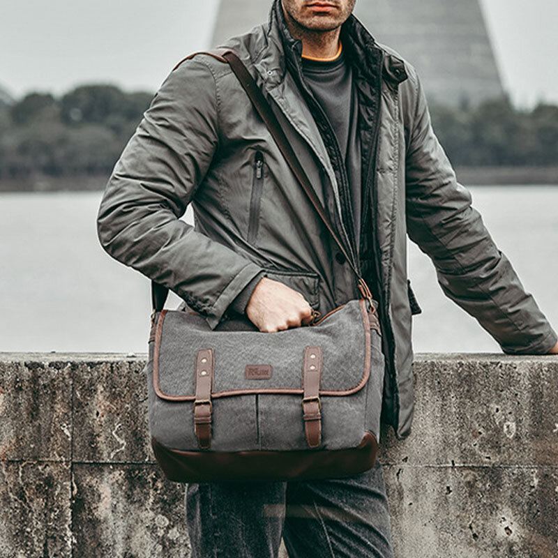 Heren Canvas Multi-pocket Slijtvaste Vintage Zakelijke Messenger Bag Laptoptas Crossbody Tas Handtas