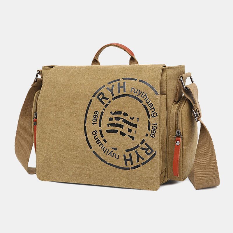 Mannen Canvas Multi-compartiment Multi-pocket Casual Schoudertas Messenger Bag Crossbody Tassen Handtas