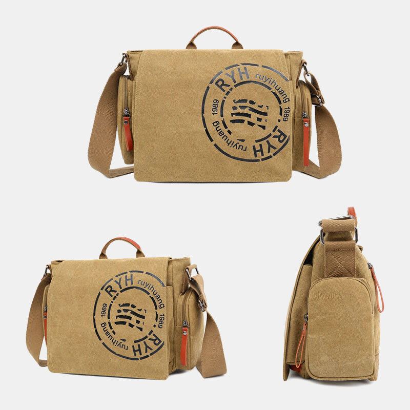 Mannen Canvas Multi-compartiment Multi-pocket Casual Schoudertas Messenger Bag Crossbody Tassen Handtas