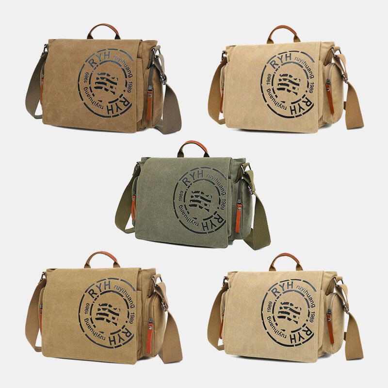 Mannen Canvas Multi-compartiment Multi-pocket Casual Schoudertas Messenger Bag Crossbody Tassen Handtas