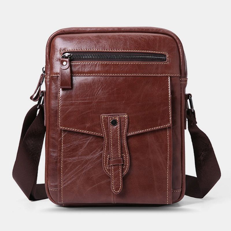 Mannen Echt Leer Grote Capaciteit Vintage Zakelijke Crossbody Tas Schoudertas
