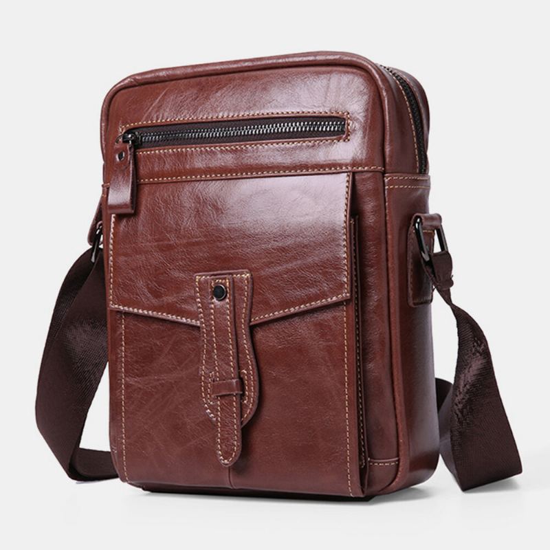 Mannen Echt Leer Grote Capaciteit Vintage Zakelijke Crossbody Tas Schoudertas