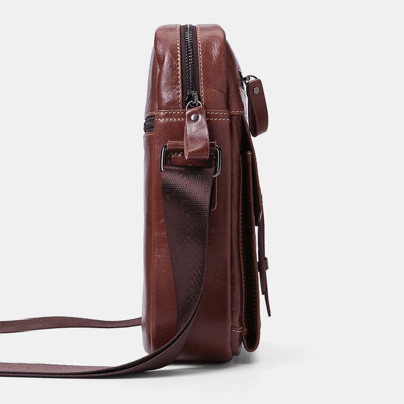 Mannen Echt Leer Grote Capaciteit Vintage Zakelijke Crossbody Tas Schoudertas