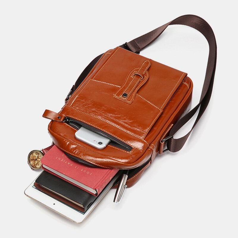 Mannen Echt Leer Grote Capaciteit Vintage Zakelijke Crossbody Tas Schoudertas