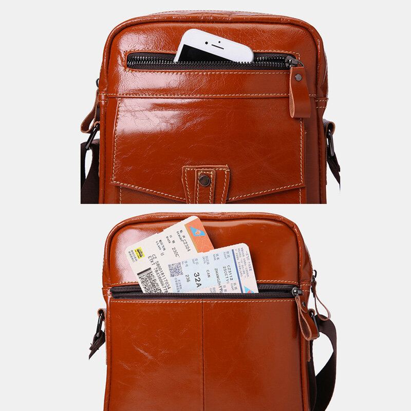 Mannen Echt Leer Grote Capaciteit Vintage Zakelijke Crossbody Tas Schoudertas