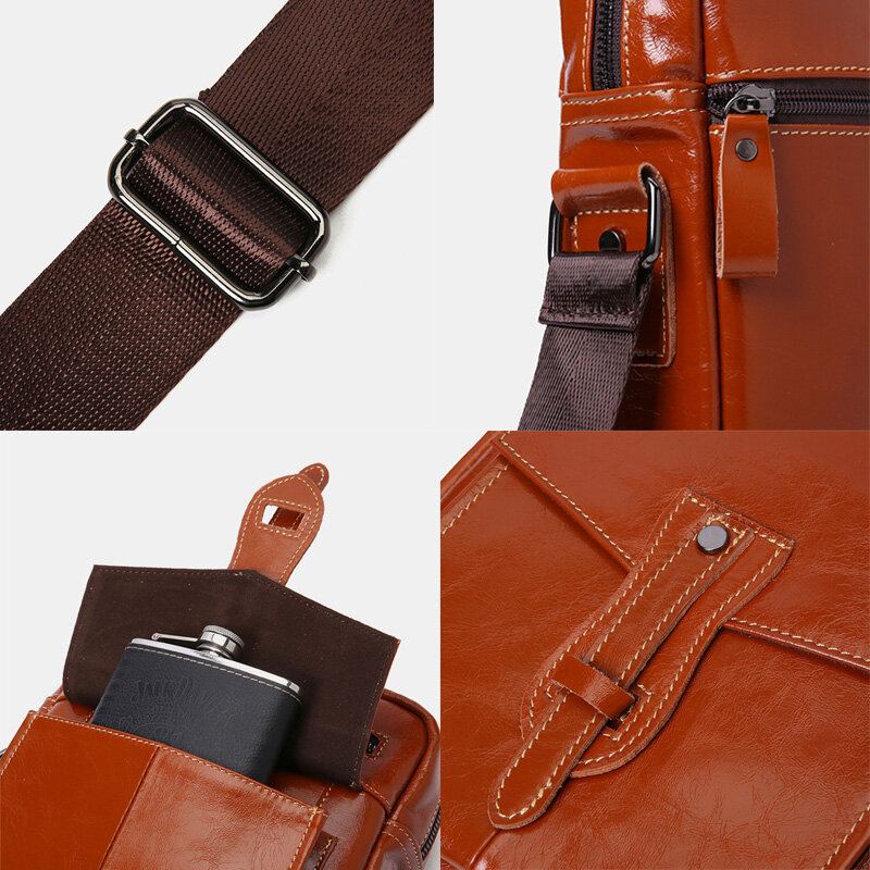 Mannen Echt Leer Grote Capaciteit Vintage Zakelijke Crossbody Tas Schoudertas