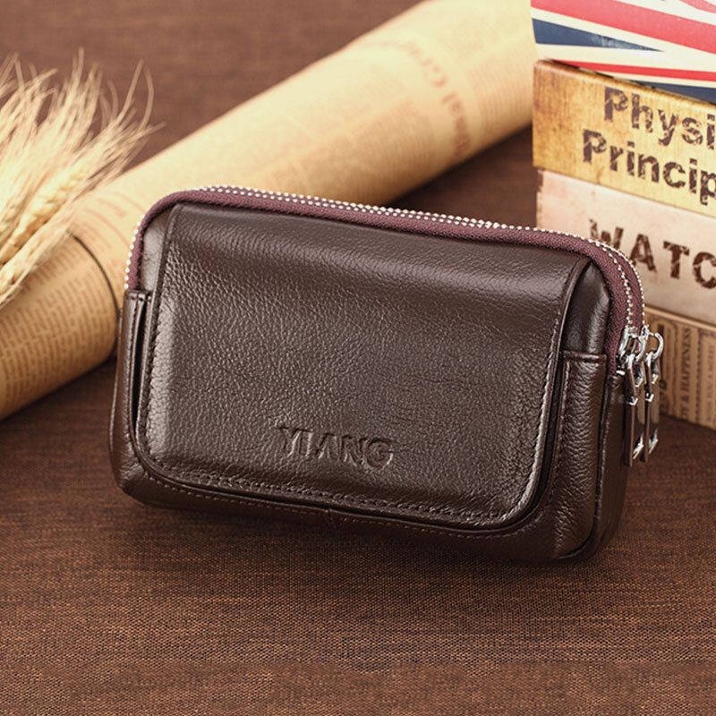 Mannen Echt Leer Retro Multi-carry Mini Telefoon Tas Kaarthouder Tas Heuptas Crossbody Tas