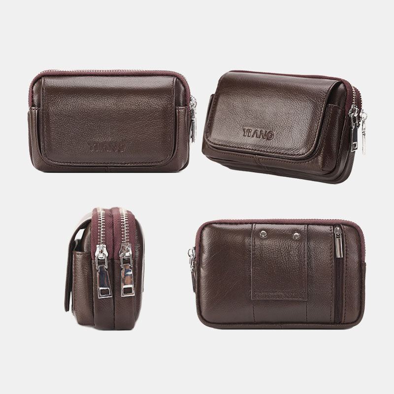 Mannen Echt Leer Retro Multi-carry Mini Telefoon Tas Kaarthouder Tas Heuptas Crossbody Tas