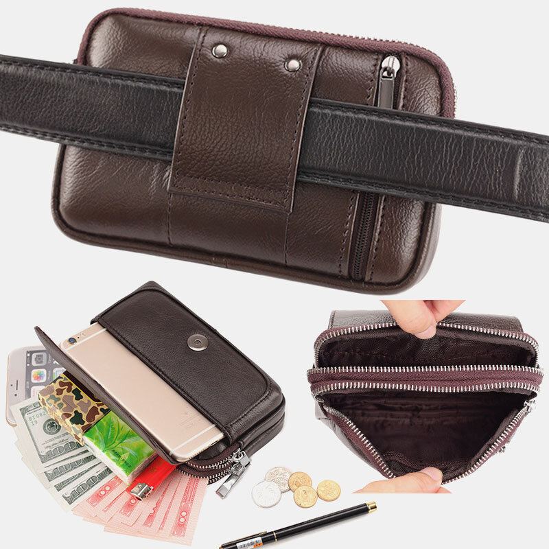 Mannen Echt Leer Retro Multi-carry Mini Telefoon Tas Kaarthouder Tas Heuptas Crossbody Tas