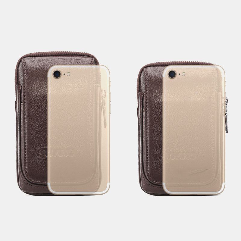 Mannen Echt Leer Retro Multi-carry Mini Telefoon Tas Kaarthouder Tas Heuptas Crossbody Tas