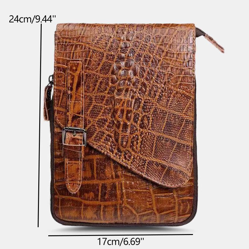 Mannen Echt Leer Slijtvaste Krokodil Textuur Casual Crossbody Tas Schoudertas