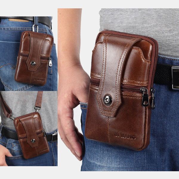 Mannen Lederen Riem Telefoon Tas Casual Crossbody Tas Schoudertas