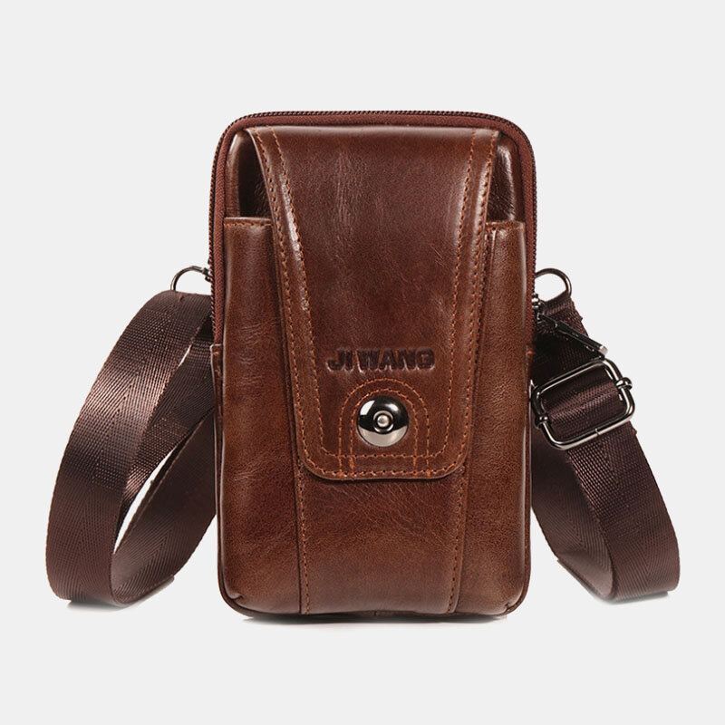 Mannen Lederen Riem Telefoon Tas Casual Crossbody Tas Schoudertas